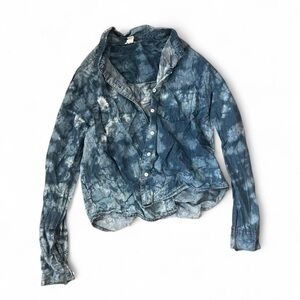 Blue Tie-Dye Button-Up Shirt